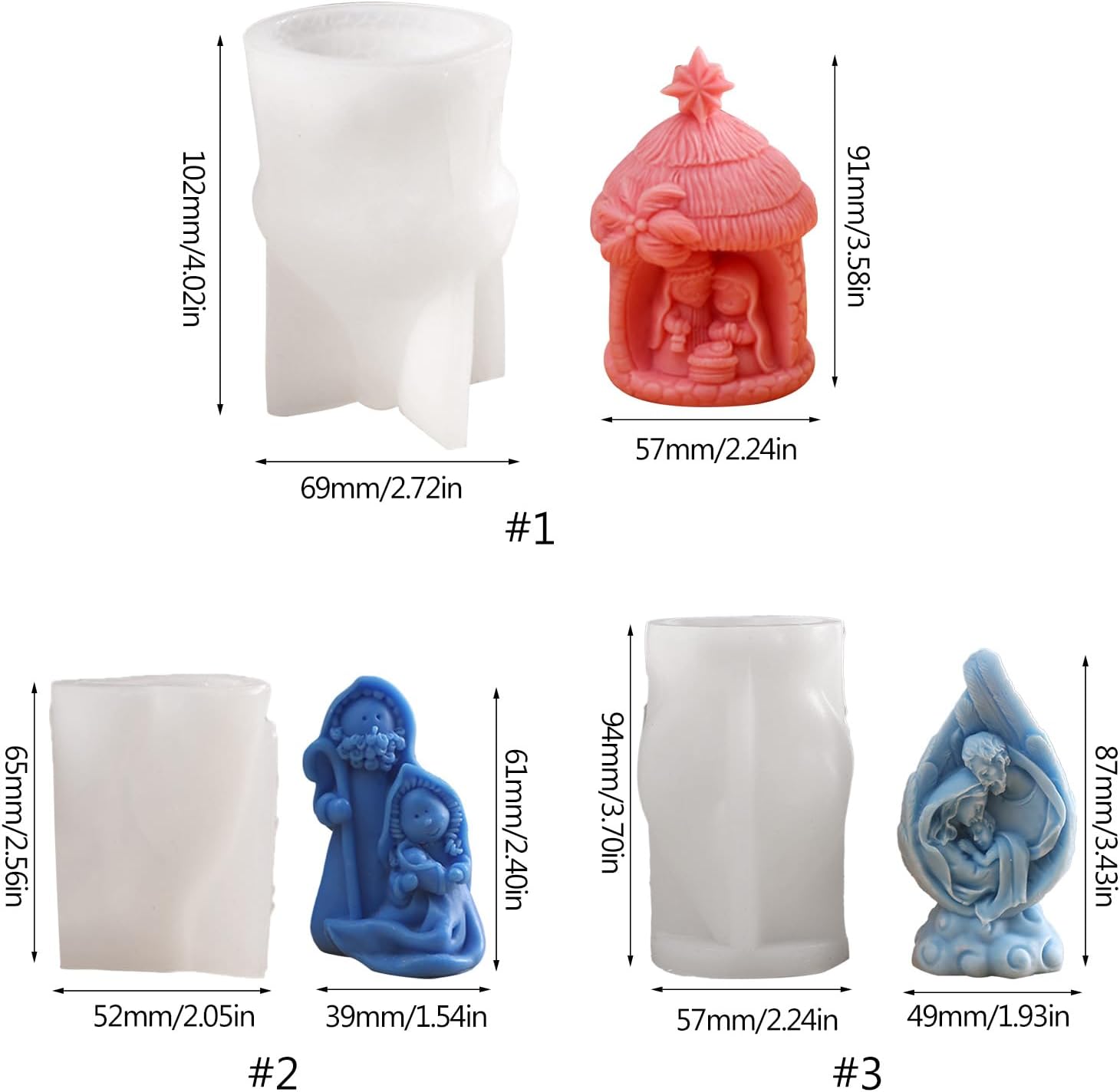 Religión Natividad Estatua de Silicona Molde de Aromaterapia Vela Yeso DIY Resina Epoxi Molde de Fundición de Escritorio Ornamento