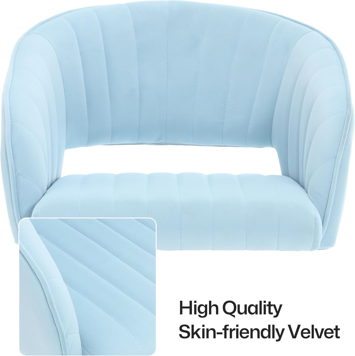 Homedraft Silla de escritorio giratoria para oficina en casa, moderna silla de escritorio de terciopelo, sillón de altura ajustable con base dorada,