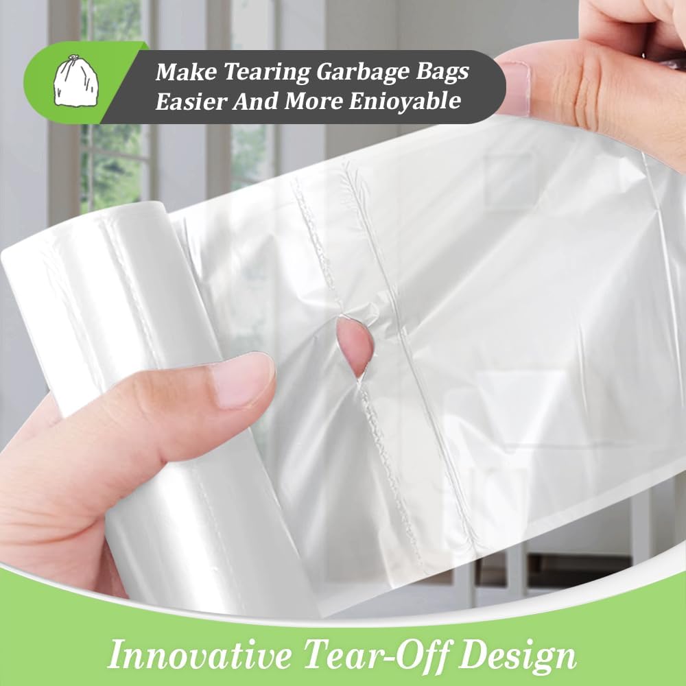 10 Gallon 60 Counts Strong Trash Bags Garbage Bags by Teivio, Bathroom Trash Can Bin Liners, Plastic Bags for home office kitchen, Clear