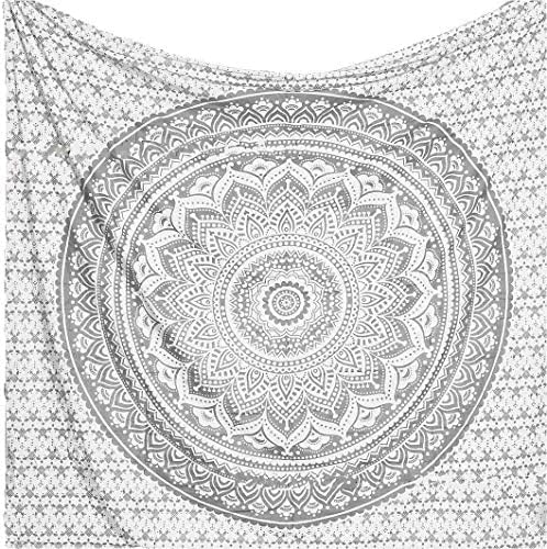 Bless International Tapiz hippie tradicional indio de mandala para colgar en la pared, tapiz de algodón, colcha bohemia ombré (King (88 x 104