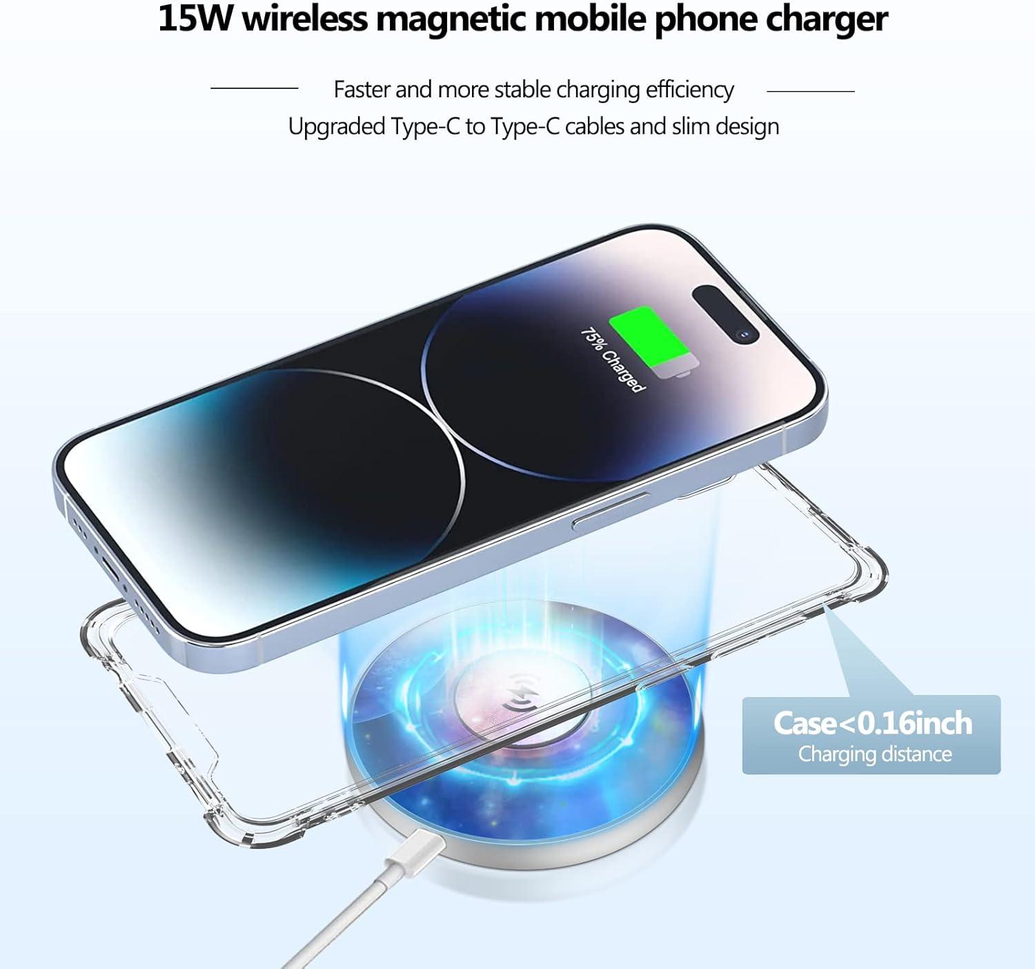 YUN CHUANG Cargador inalámbrico para teléfono celular, aleación de aluminio de carga rápida magnética de 15 W, giroscopio giratorioprotección de