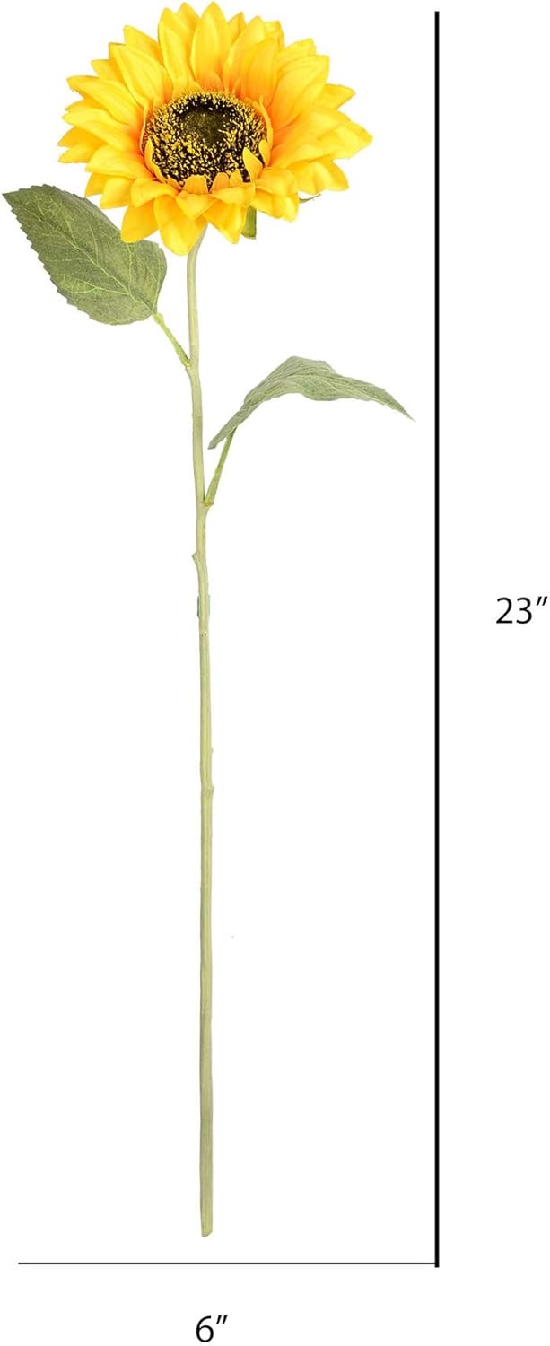 Vickerman Tallo de girasol amarillo artificial de 23 pulgadas, 6 por bolsa