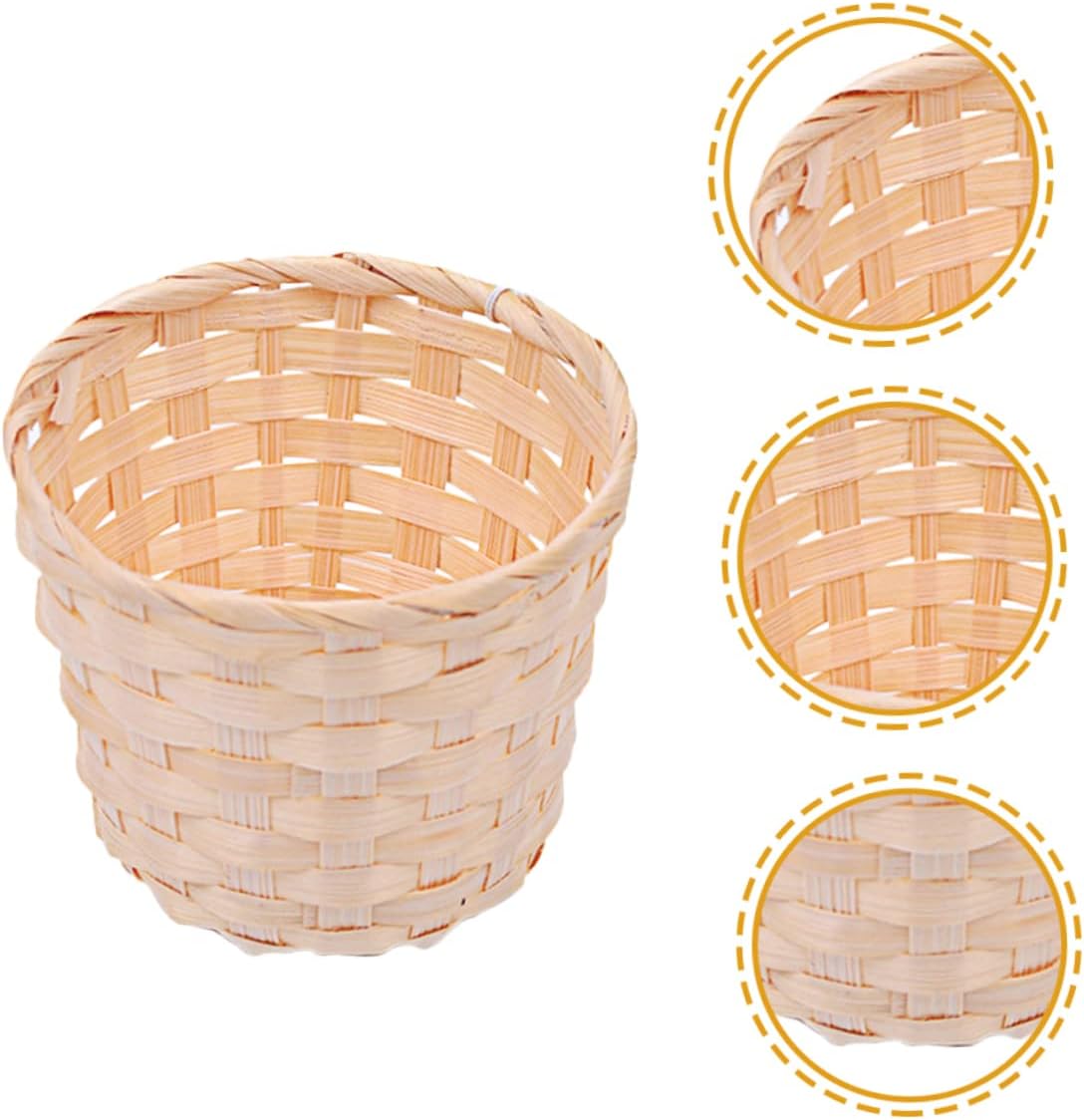Cabilock Cesta de almacenamiento tejida redonda de 8 piezas, cesta tejida redonda, cesta de almacenamiento tejida, cesta de flores en miniatura,