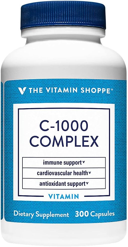 The Vitamin Shoppe Complejo C-1000 1,000 MG, antioxidante que apoya la salud inmune y cardiovascular (300 cápsulas)