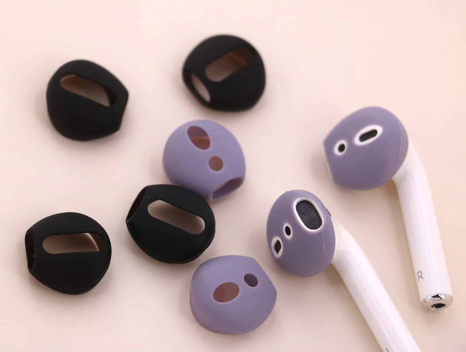 ( Fit in Case ) 4 Pairs Replacement Super Thin Slim Rubber Silicone Earbuds Ear Tips and Covers Skin for AirPods 2 AirPods 1 or EarPods Headphones
