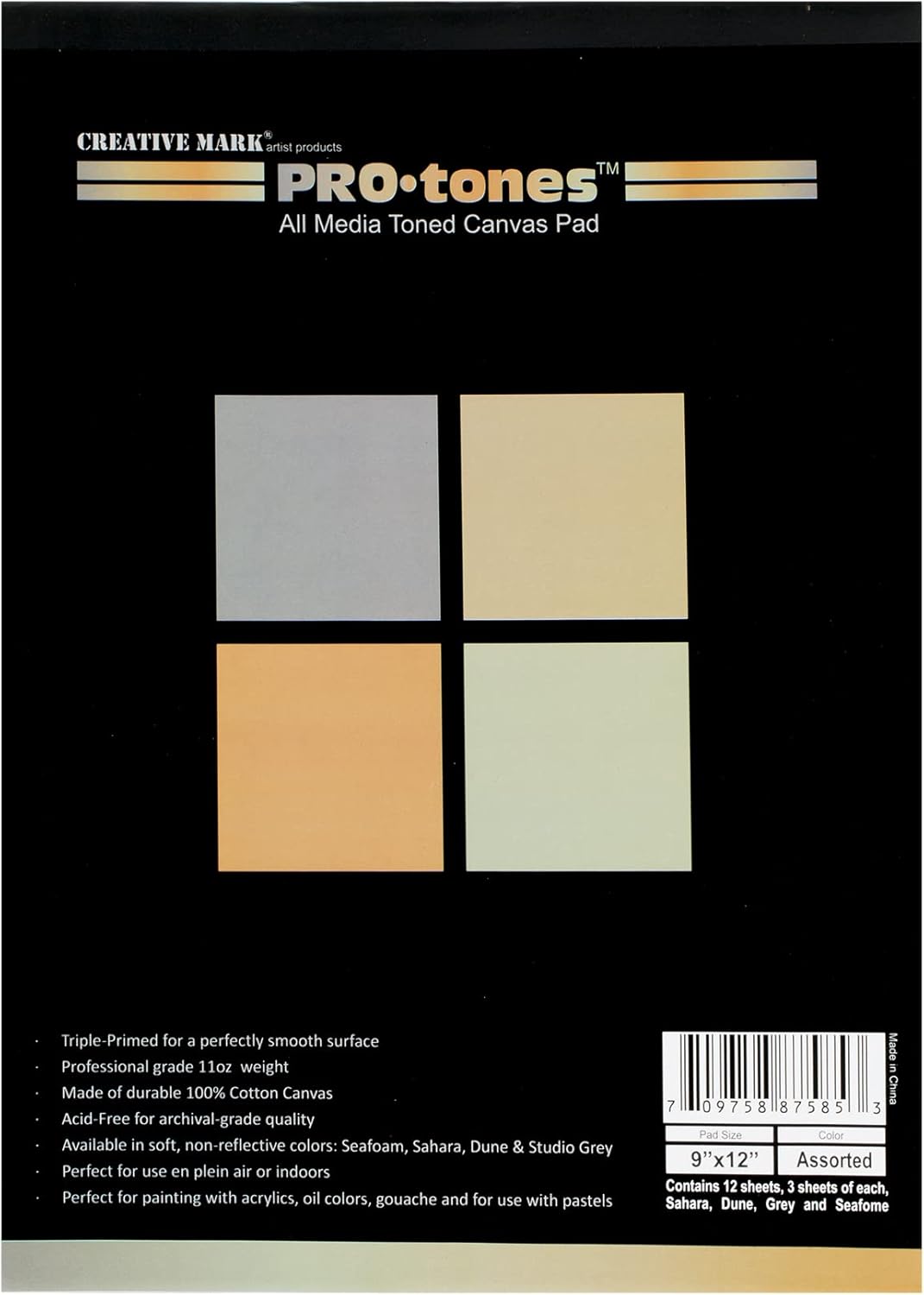 Paramount Pro-Tones – Almohadillas de lona de tono multimedia, almohadillas de lona de triple imprimación para acrílico, aceite, gouache y más.