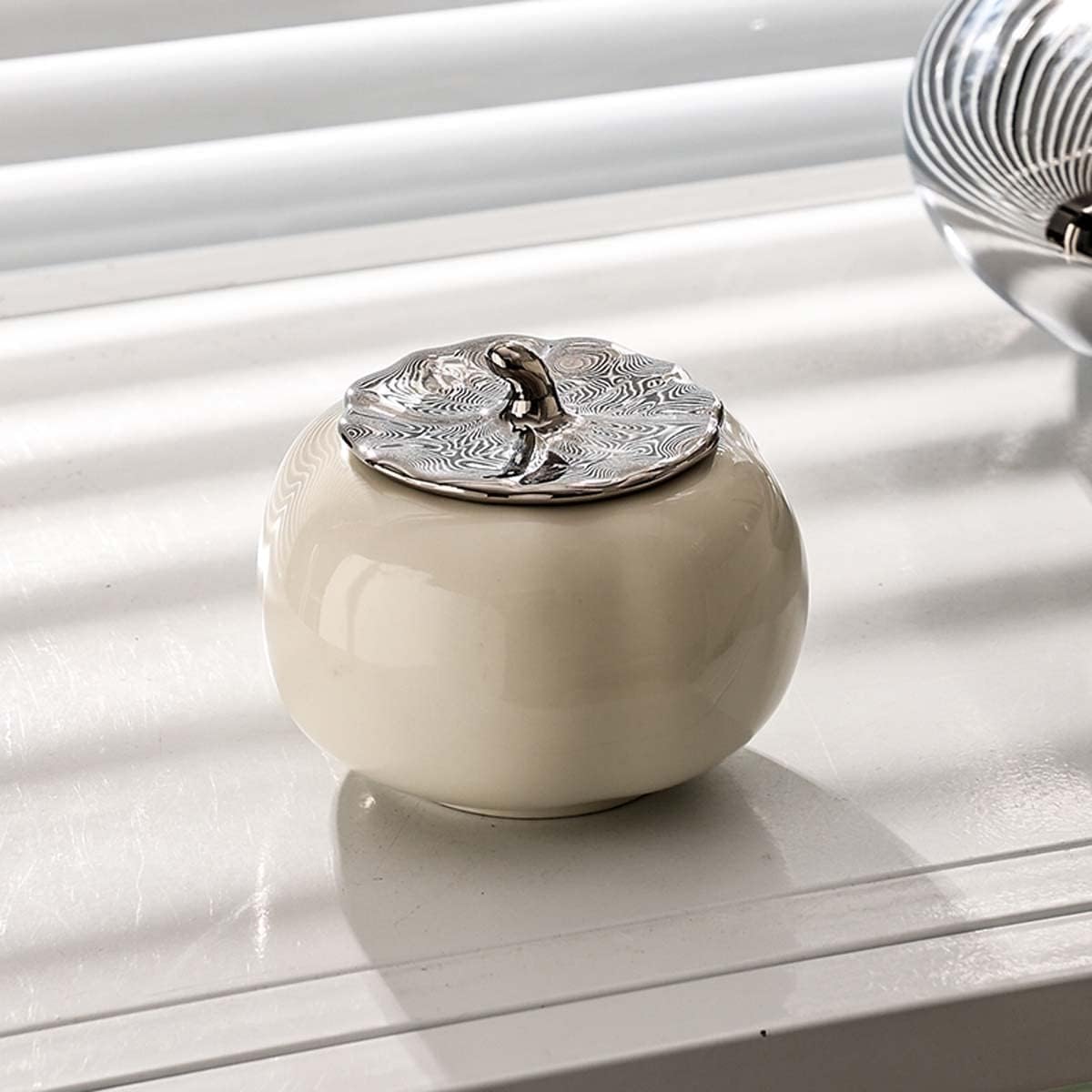 Tarro de cerámica con tapa, despensa blanca para encimera de cocina, tarro de almacenamiento de estilo nórdico para aperitivos, granos de café,