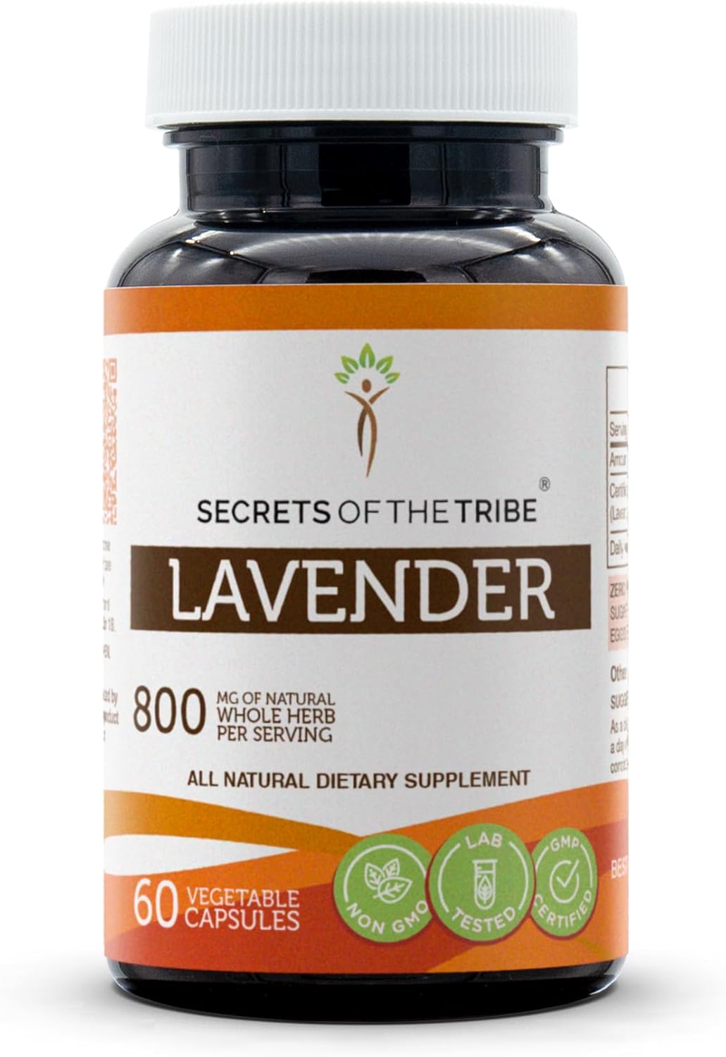 Secrets of the Tribe Lavanda 60 cápsulas, hechas con cápsulas vegetales y lavanda Lavandula X Intermedia posee propiedades calmantes y calmantes (60
