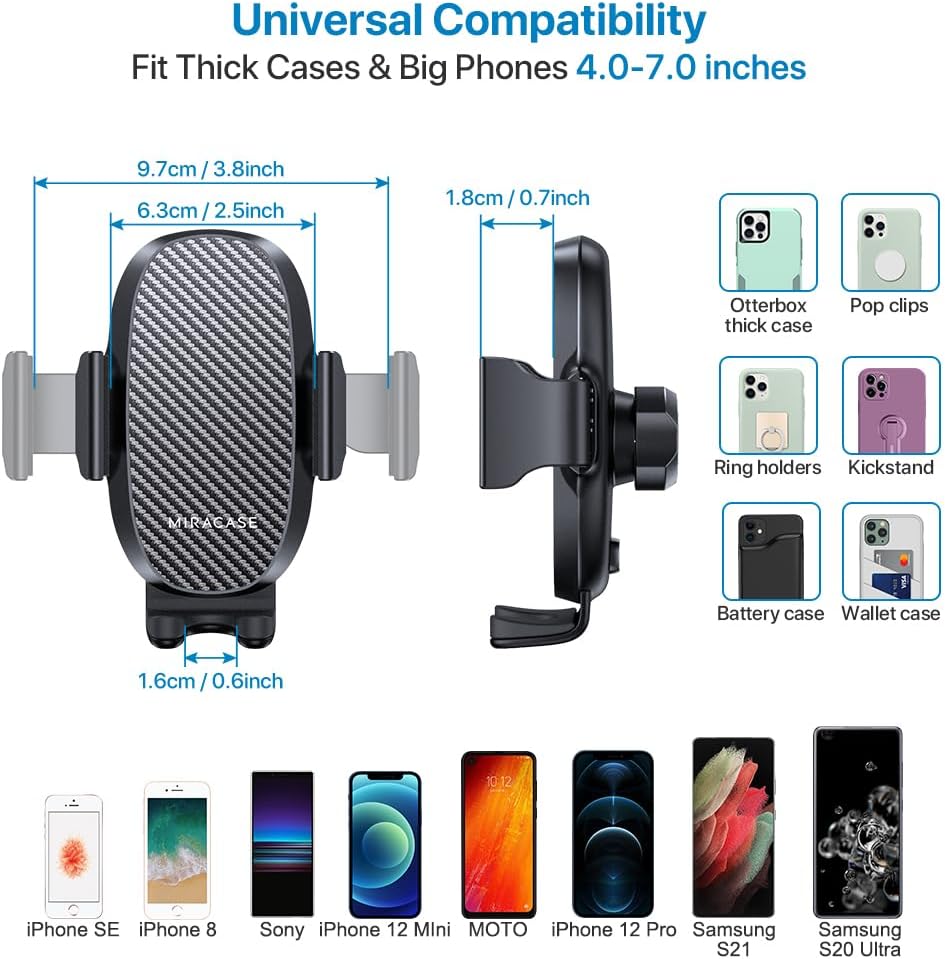 Miracase 2023 Última versión actualizada universal soporte para teléfono para coche, giratorio y ajustable Soporte de teléfono de cuello largo
