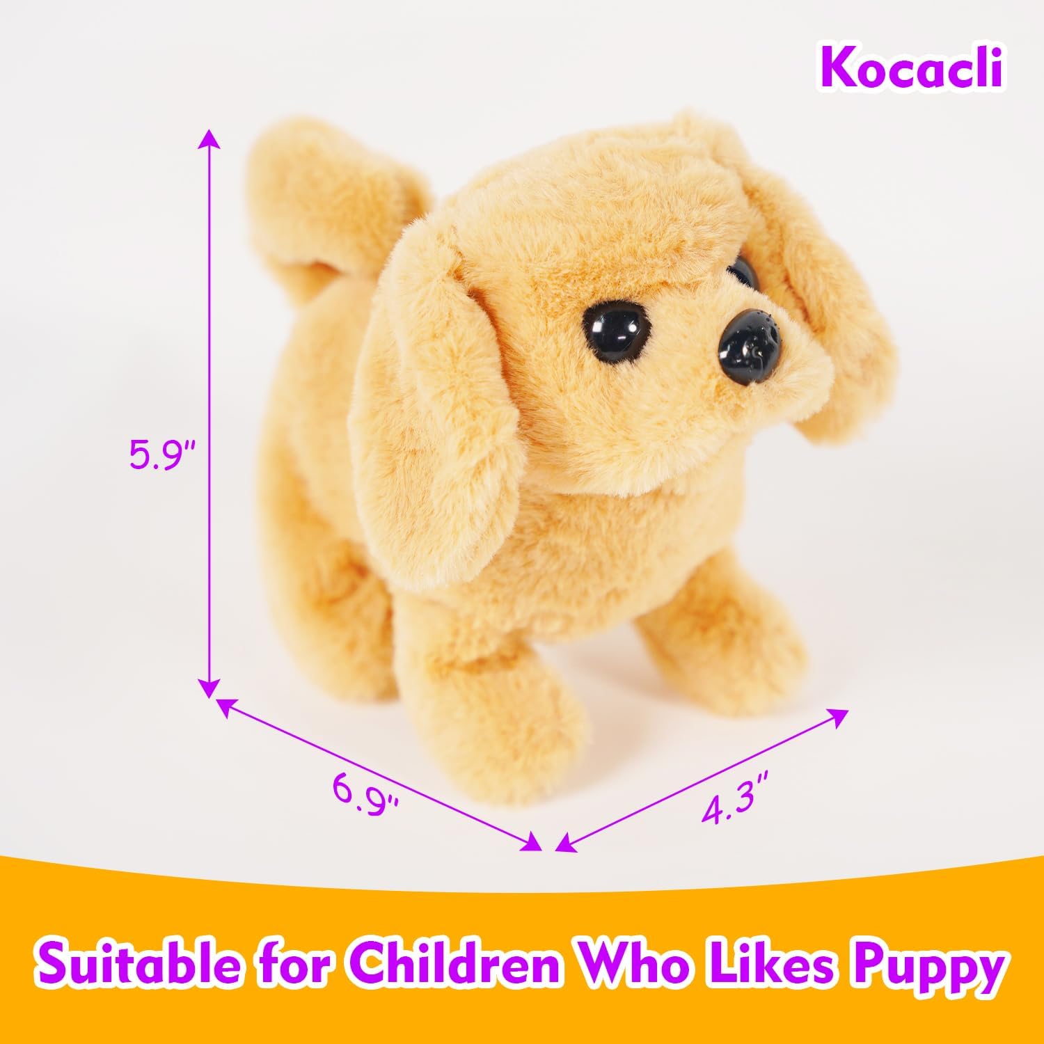 Kocacli Juguete interactivo de peluche para cachorros Golden Retriever, juguete electrónico interactivo para cachorros, caminar, ladrar, mover la