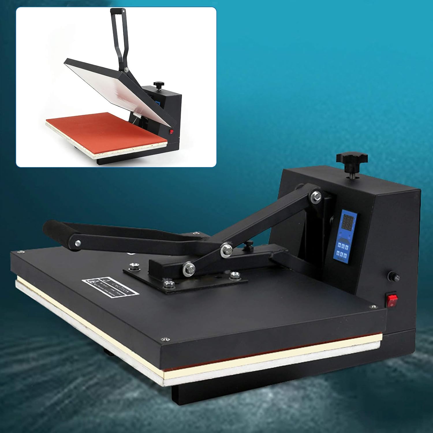 HENHAIY Máquina de prensa de calor de gran tamaño de 16 x 24 pulgadas, camiseta de calentamiento rápido con control digital de 2800 W, equipo de