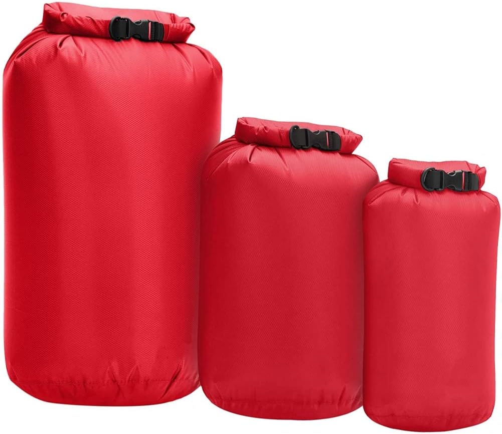 ROPALIA Juego de 3 bolsas secas impermeables, bolsas herméticas sumergibles, ultra ligeras, bolsa de secado antidesgarros, para natación, rafting,