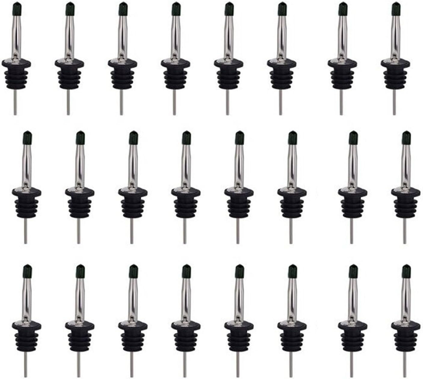 24 vertedores de licor, vertedor de botellas de vino de acero inoxidable, boquilla para verter aceite de oliva y vinagre, vertedores de licor con