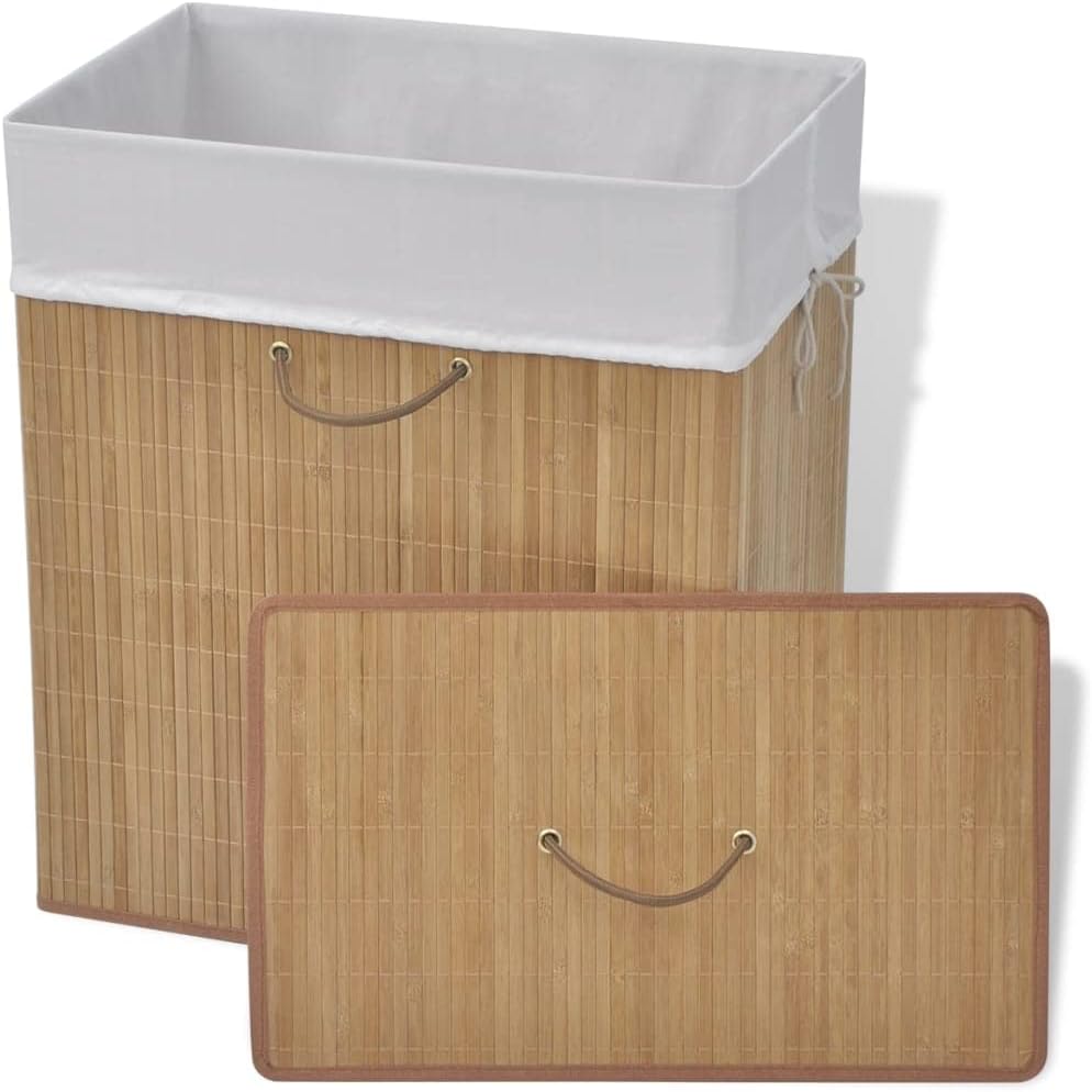 Cesta rectangular de bambú para la ropa sucia, con tapa y asa, organizador para sala de estar, dormitorio, baño, cesta de almacenamiento de ropa