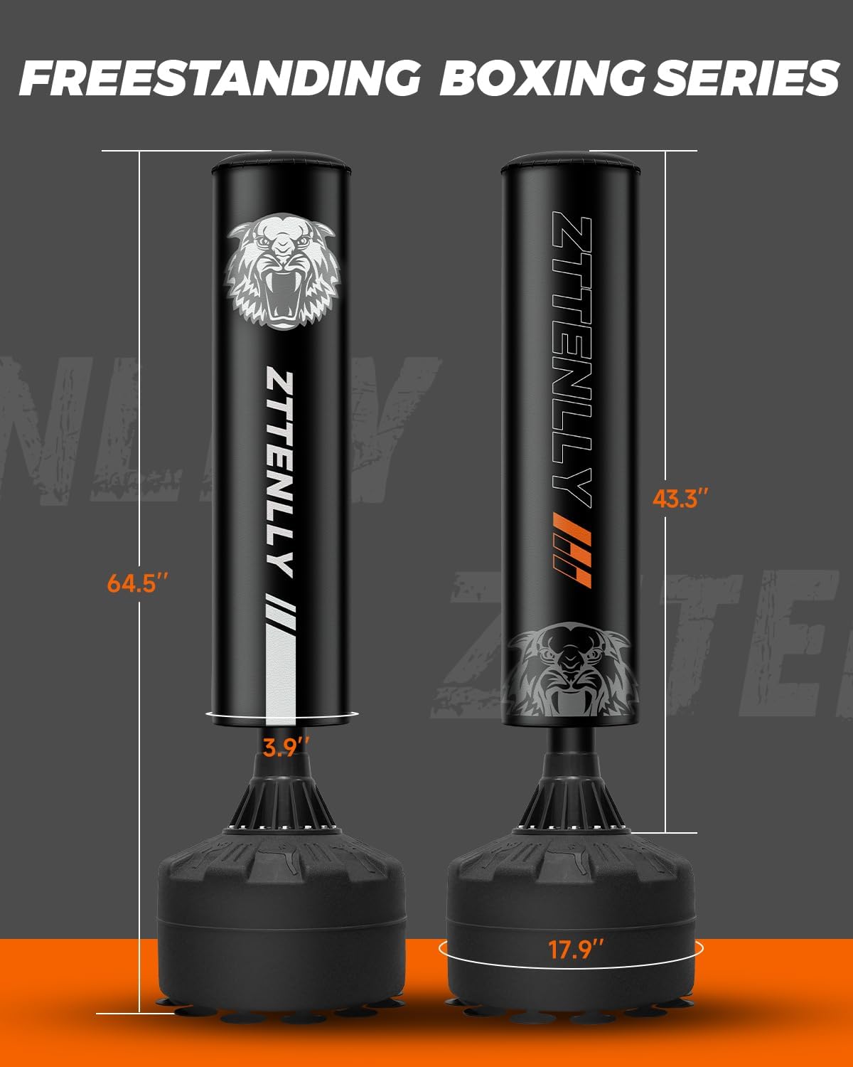 ZTTENLLY Saco de boxeo independiente, absorción de impactos cónicos e instalación rápida de 2 pasos, saco de boxeo de pie con guantes de 12 onzas