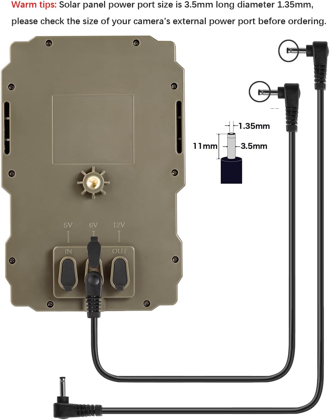 Panel solar de cámara de sendero, kit de cargador de batería solar SUNTEKCAM 12V1A 6V2A con batería de litio recargable de 3000 mAh incorporada,