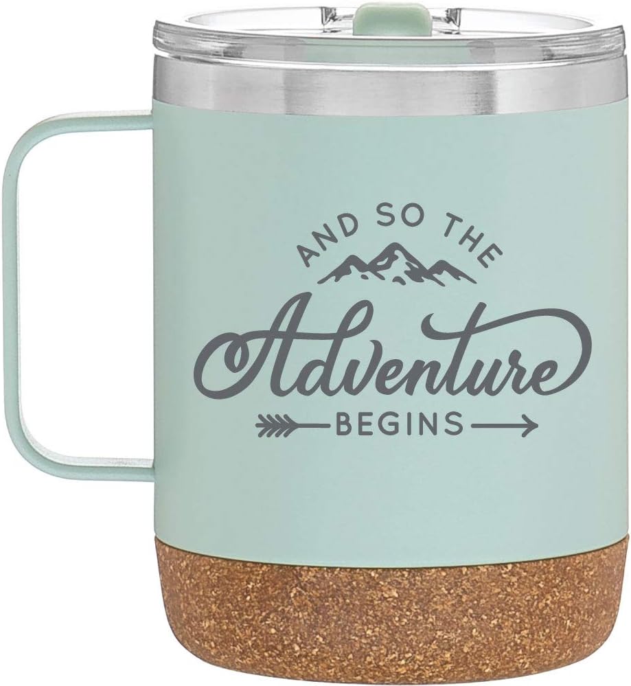 MugHeads Taza de campamento aislada And So The Adventure Begins  Regalo de felicitación para hombres  Regalos de jubilación para mujeres  Equipo de
