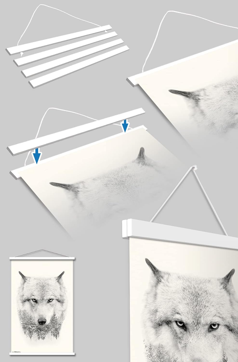 Trends International PD Moreno – Póster de pared de Dragon Lightning, 22.37 x 34.00 pulgadas, paquete de impresión premium y colgador blanco