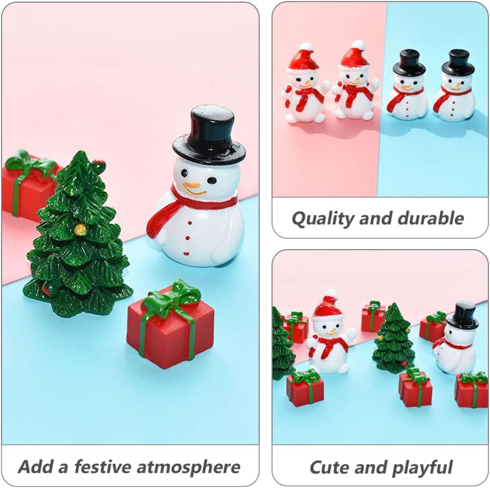 Gadpiparty 10 figuras de muñeco de nieve de Navidad en miniatura, figuras de Navidad, mini muñecos de nieve de resina, micro adornos de paisaje para