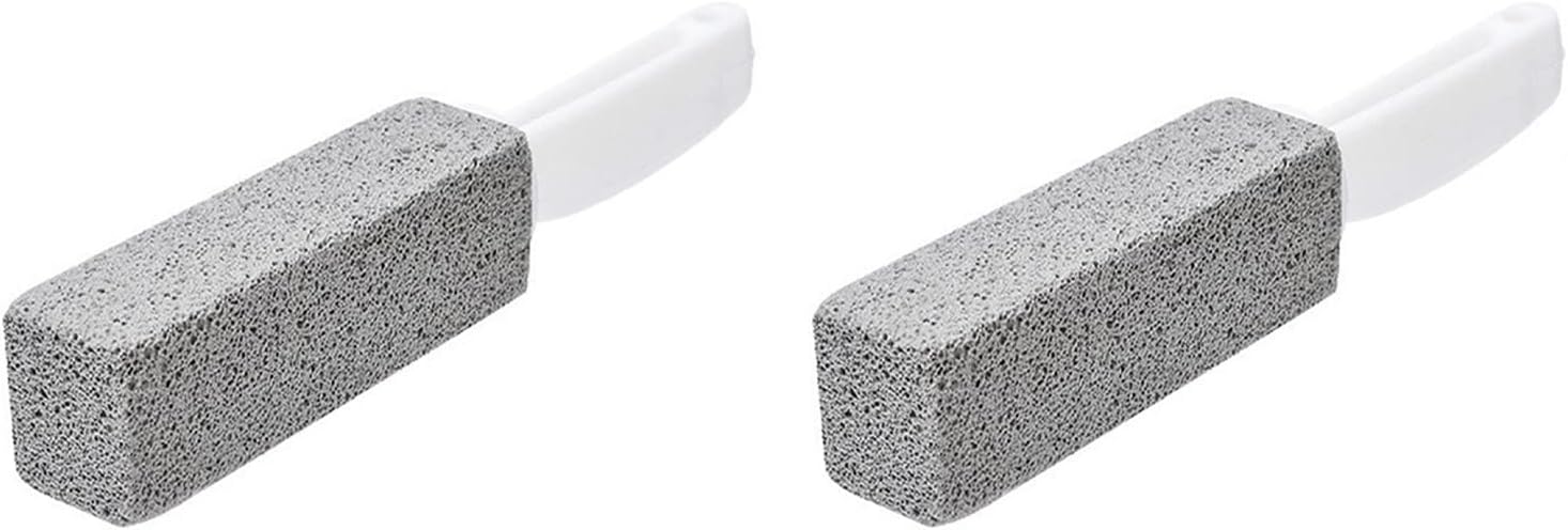 Paquete de 2 limpiadores de inodoro de piedra pómez con mango extra largo, removedor de manchas, cepillo de inodoro de piedra pómez también limpia