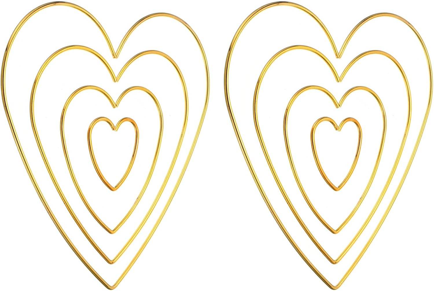 PATIKIL Juego de anillos atrapasueños, 2 juegos de 4 tamaños de metal en forma de corazón, corona de macramé, aro floral para decoración de Navidad,