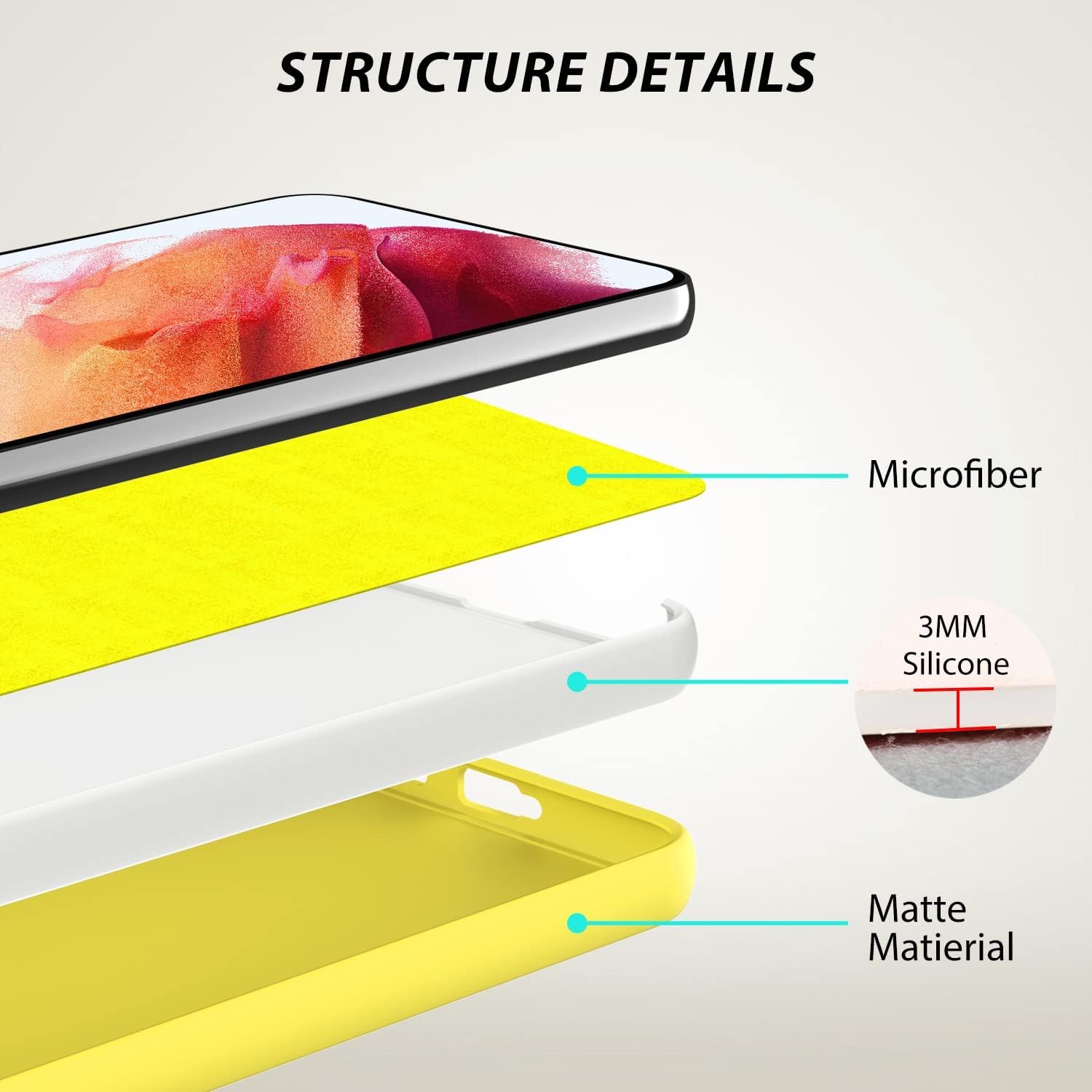 Zuslab Funda de teléfono compatible con Samsung Galaxy S21 FE 5G 2022, suave y delgada, silicona líquida, a prueba de golpes, antiarañazos, cubierta
