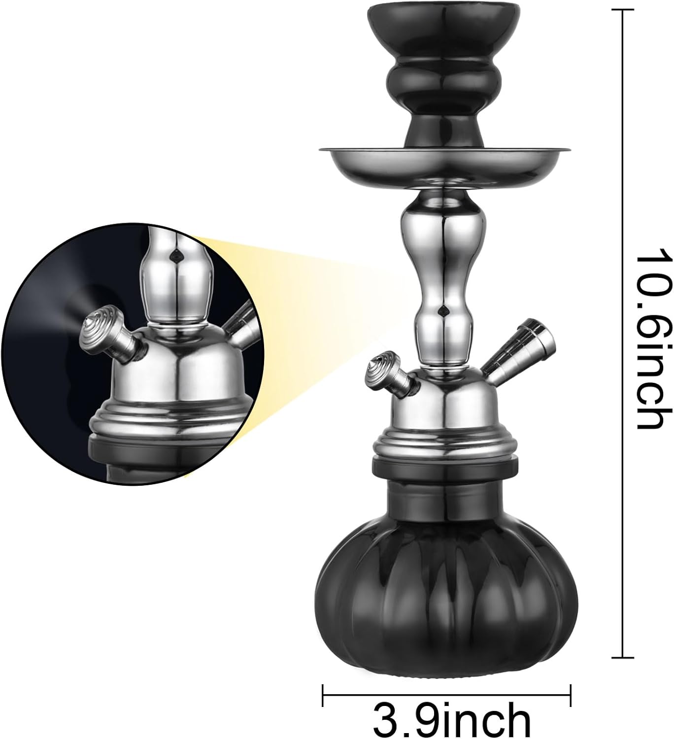 Juego completo de cachimba de 11 pulgadas con mini jarrón de cristal de cachimba de calabaza, cuenco de cerámica, manguera de mango de madera, pinza