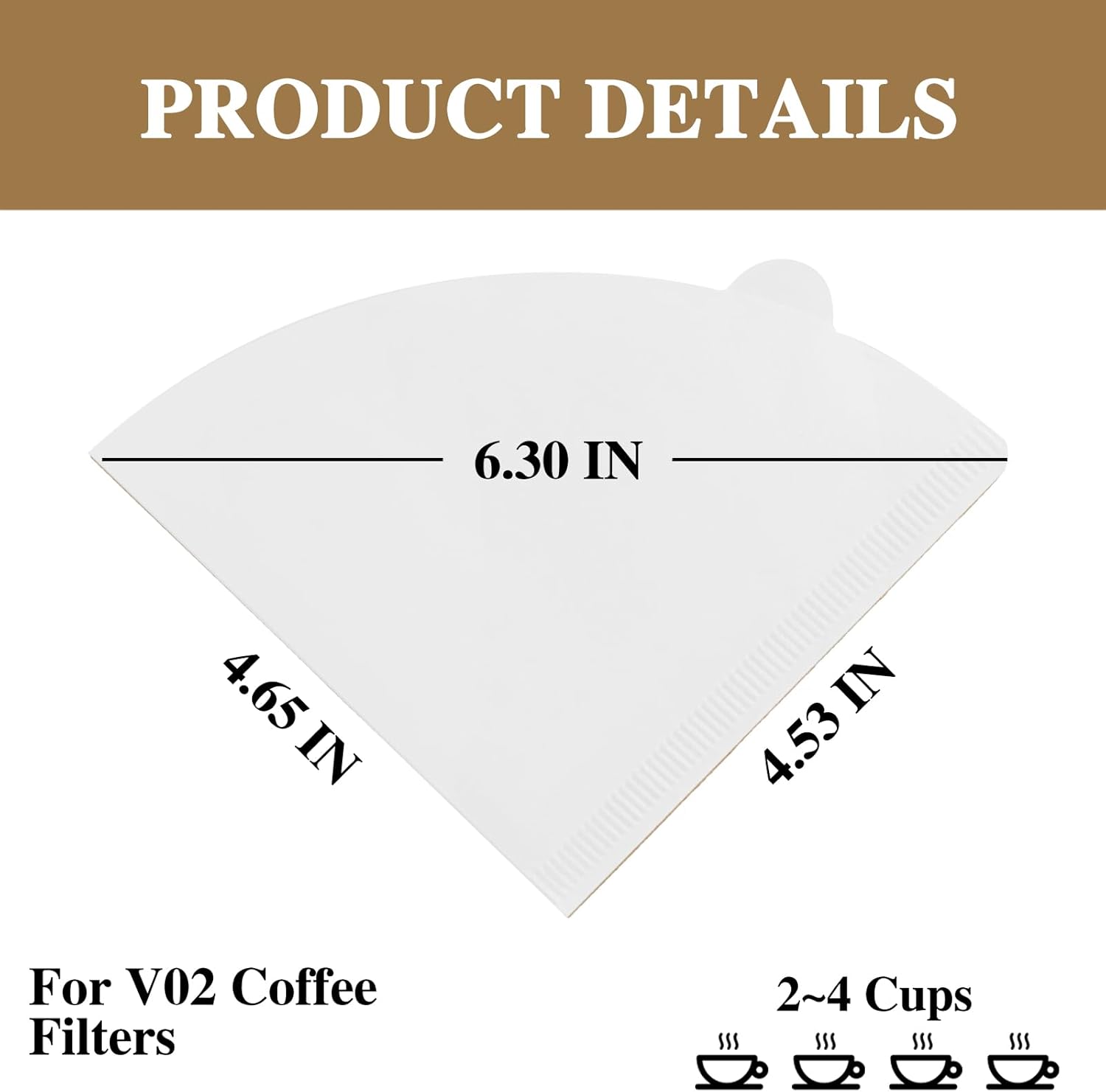 Filtros de café de papel, 200 unidades, desechables, para café preparado a mano (blanco, grande)