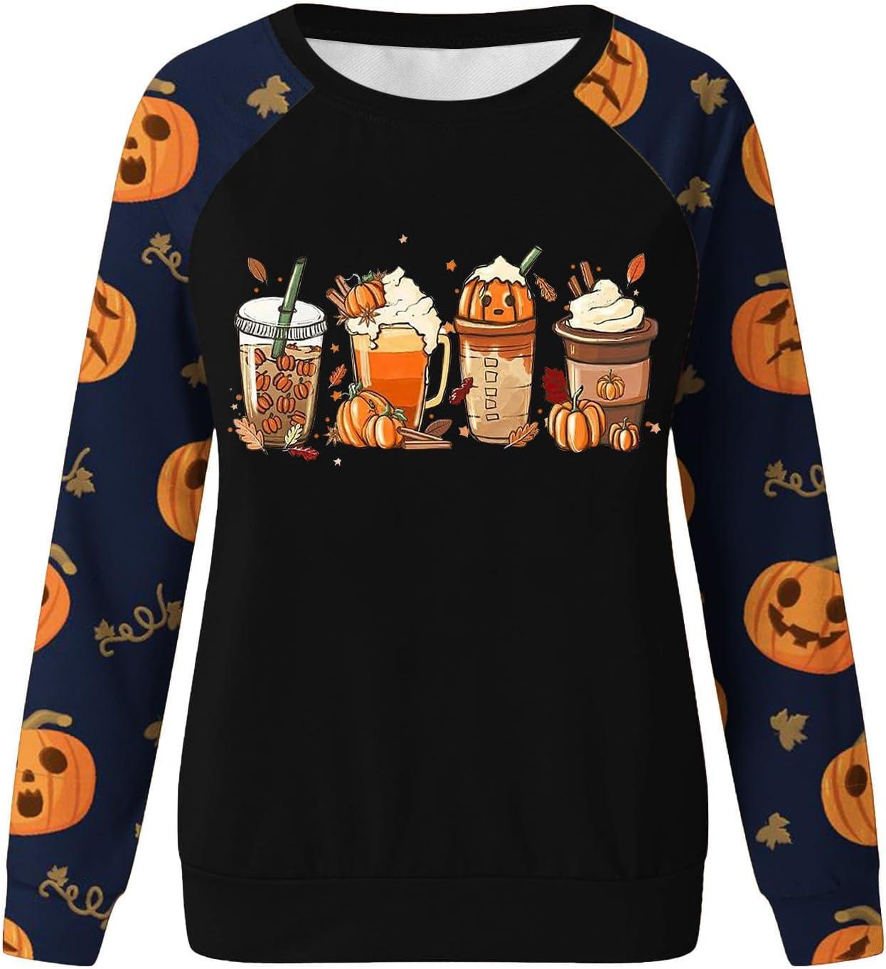 Sudadera de otoño de Acción de Gracias para mujer, moderna con bloques de color, manga larga, raglán, linda sudadera con estampado de calabaza y