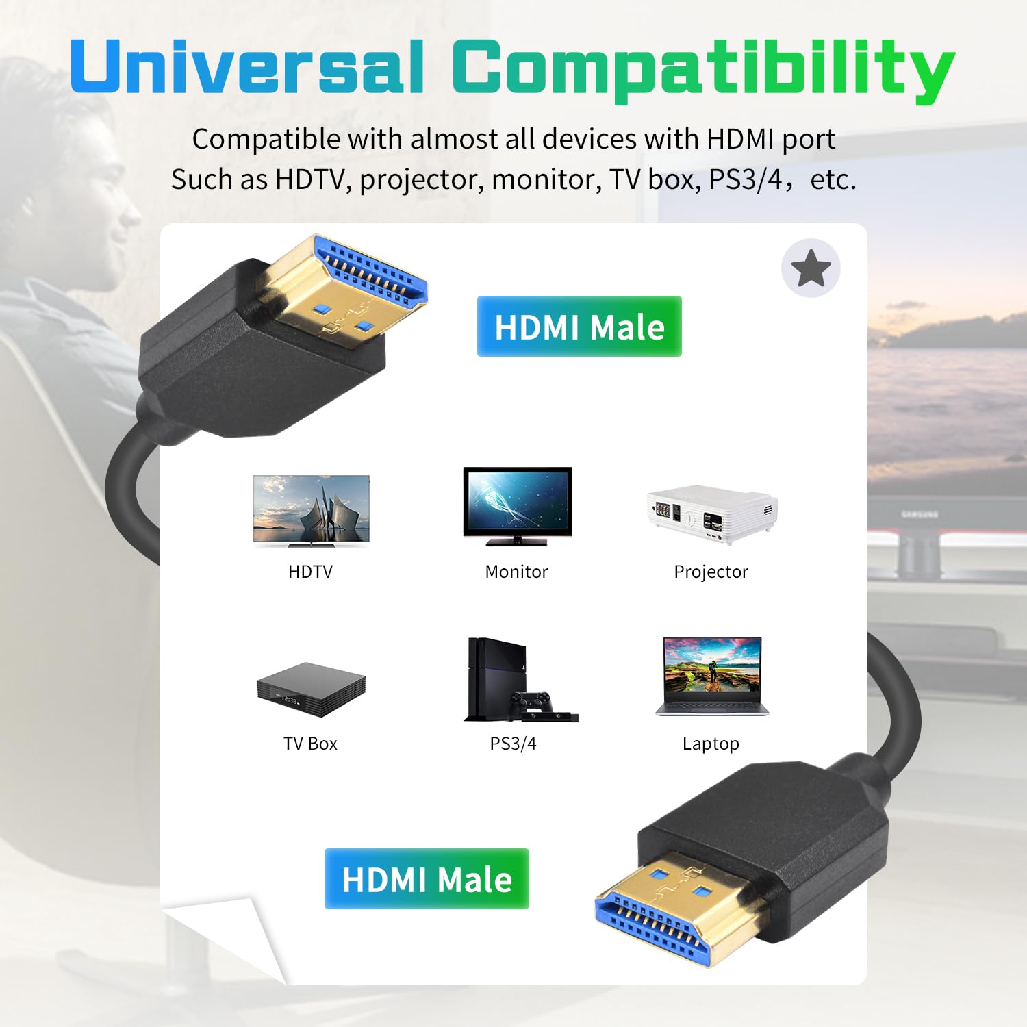 Duttek 8K HDMI a HDMI en espiral de 6 pies5.9 ft, cable en espiral HDMI 2.1 de 48 Gbps, cable HDMI extremo delgado macho a macho soporta 8K 60Hz, 4K