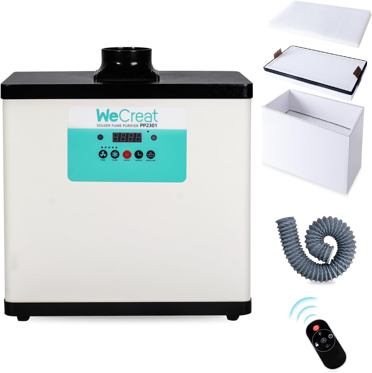 WECREAT Extractor de humos de soldadura potente purificador de humo de succión de 200 W, bajo ruido, tasa de purificación del 99.97% con sistema de