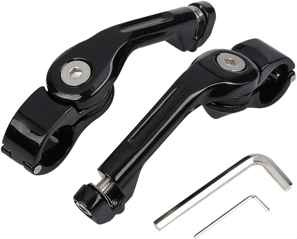 Kit de montaje de clavijas de carretera ajustable en ángulo largo de 1-14 pulgadas de 1.260 in, color negro brillante, compatible con Harley Touring