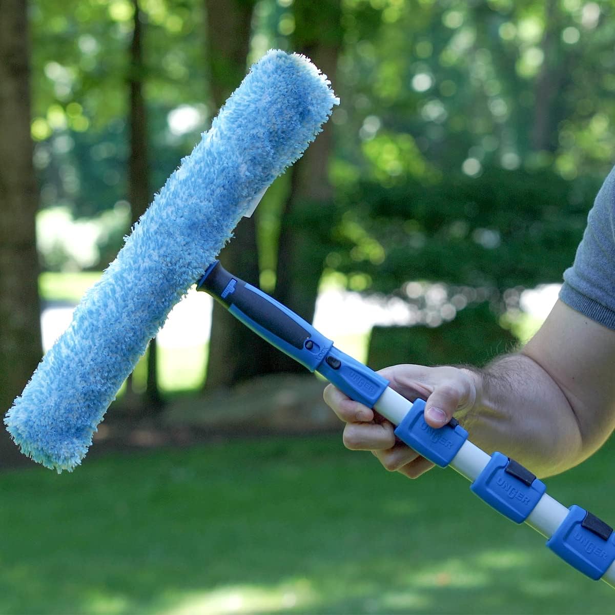 Unger Professional Connect & Clean – Poste telescópico multiusos de 6 a 18 pies con abrazadera de deslizamiento rápido, limpieza de ventanas, polvo,
