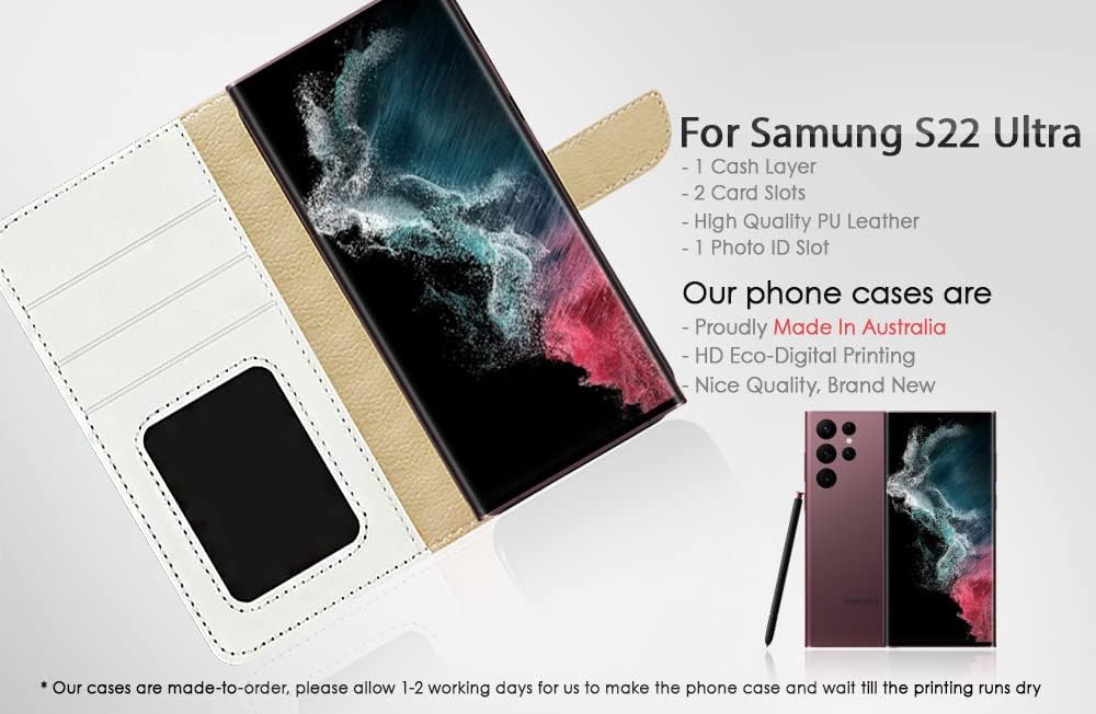 AD003 – Funda con tapa para Samsung S22 Ultra, diseño artístico, estilo cartera, diseño artístico, pintura de mariposa, protección de cuerpo