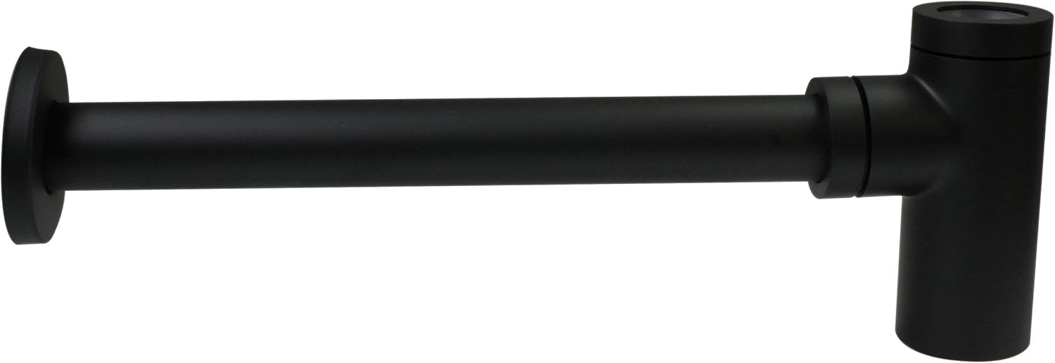 Westbrass A1438QRL-62 Kit de línea de suministro de lavabo con trampa para botellas Qubic y topes de ángulo de giro de 14, negro mate