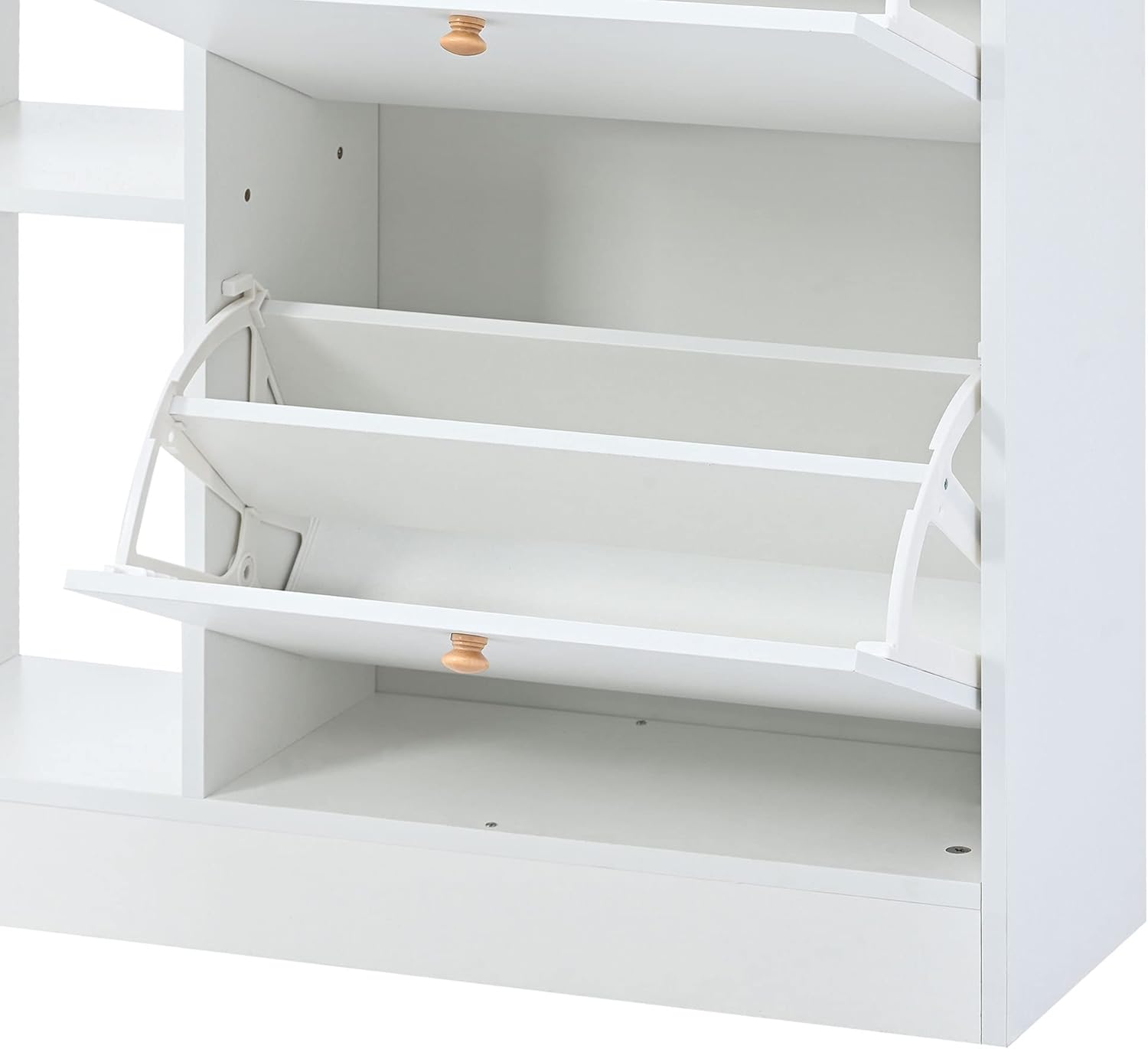 RUNNA Zapatero moderno con 4 cajones abatibles, organizador multifuncional de almacenamiento de zapatos de 2 niveles, zapatero independiente para