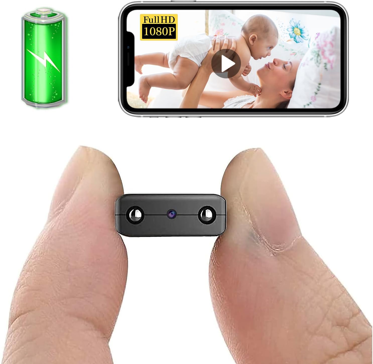Cámara WiFi inalámbrica más pequeña, cámara remota inalámbrica espía, cámara de seguridad WiFi 1080P, cámara IP portátil con visión nocturna,