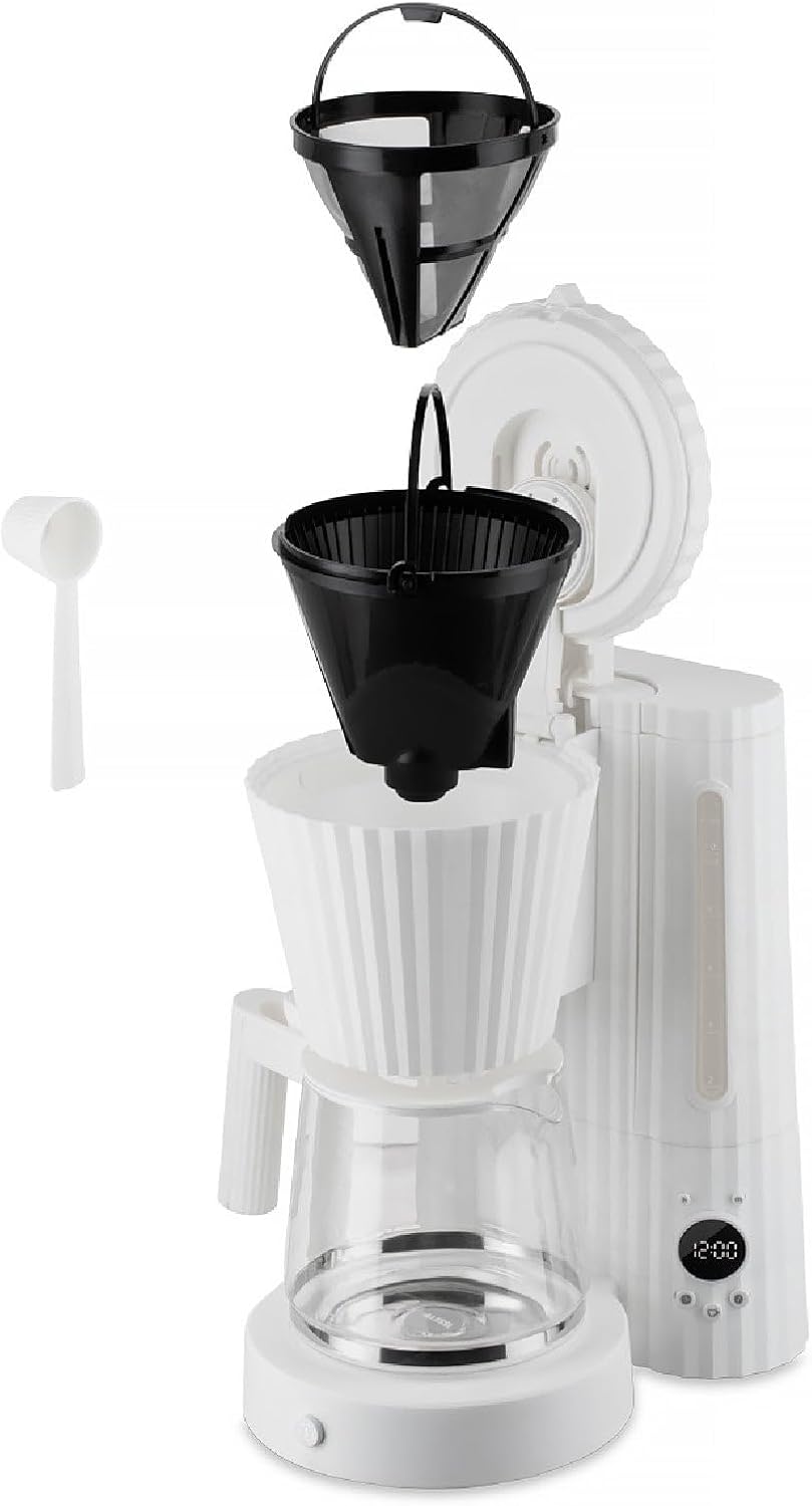 Alessi Cafetera de goteo Plissé. Enchufe de EE. UU. Blanco