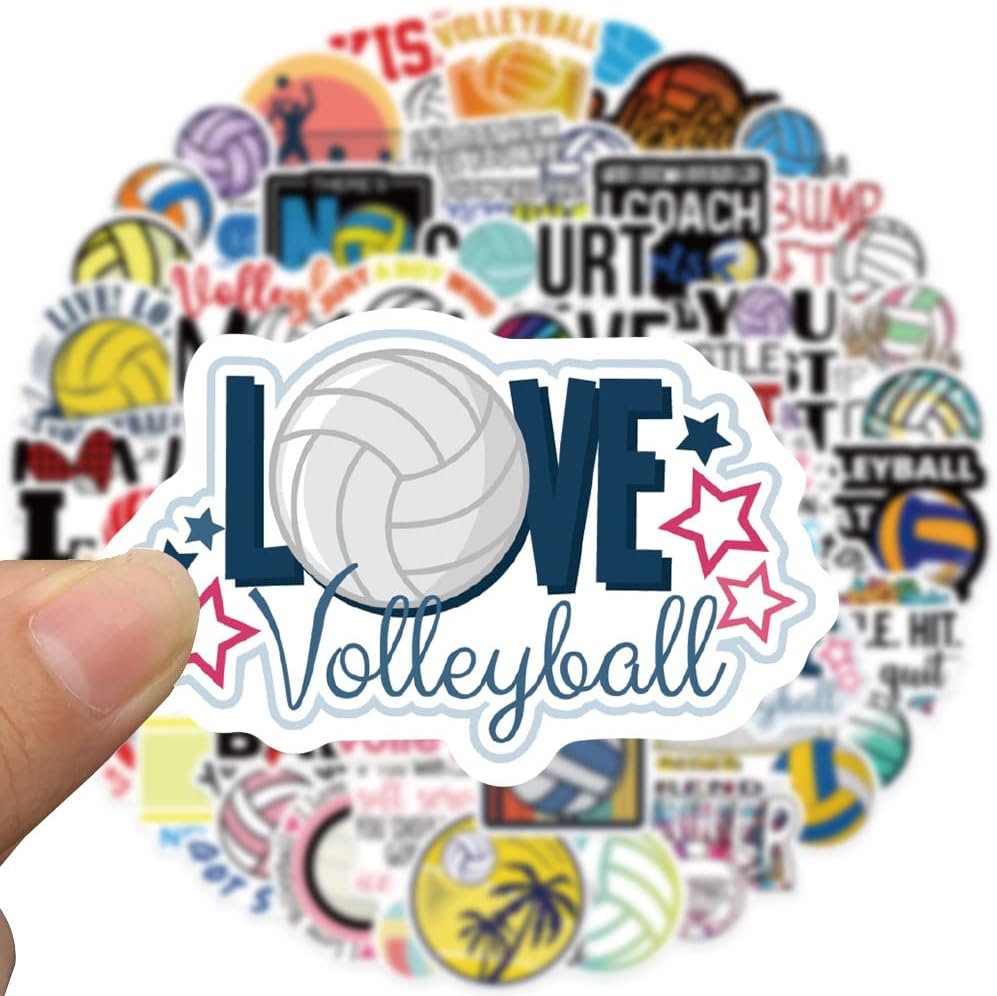 Calcomanías de voleibol, calcomanías deportivas geniales, calcomanías de voleibol para niñas, 50 calcomanías de vinilo impermeable de FDCcX para