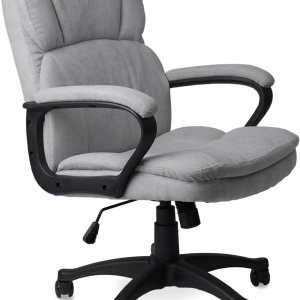 CLATINA Silla de oficina ejecutiva ergonómica con tapizado giratorio de altura ajustable, acolchado grueso para reposacabezas y reposabrazos para CLATINA Silla de oficina ejecutiva ergonómica con tapizado giratorio de altura ajustable, acolchado grueso para reposacabezas y reposabrazos para