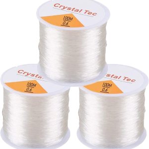 Hilo elástico de 0.024 in para pulseras, 3 rollos de cordón elástico, cuerda elástica de cuentas de cristal para pulseras, cuentas y fabricación de Hilo elástico de 0.024 in para pulseras, 3 rollos de cordón elástico, cuerda elástica de cuentas de cristal para pulseras, cuentas y fabricación de