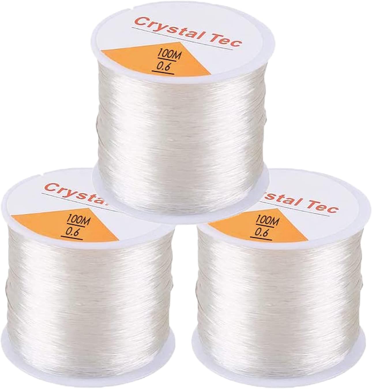 Hilo elástico de 0.024 in para pulseras, 3 rollos de cordón elástico, cuerda elástica de cuentas de cristal para pulseras, cuentas y fabricación de