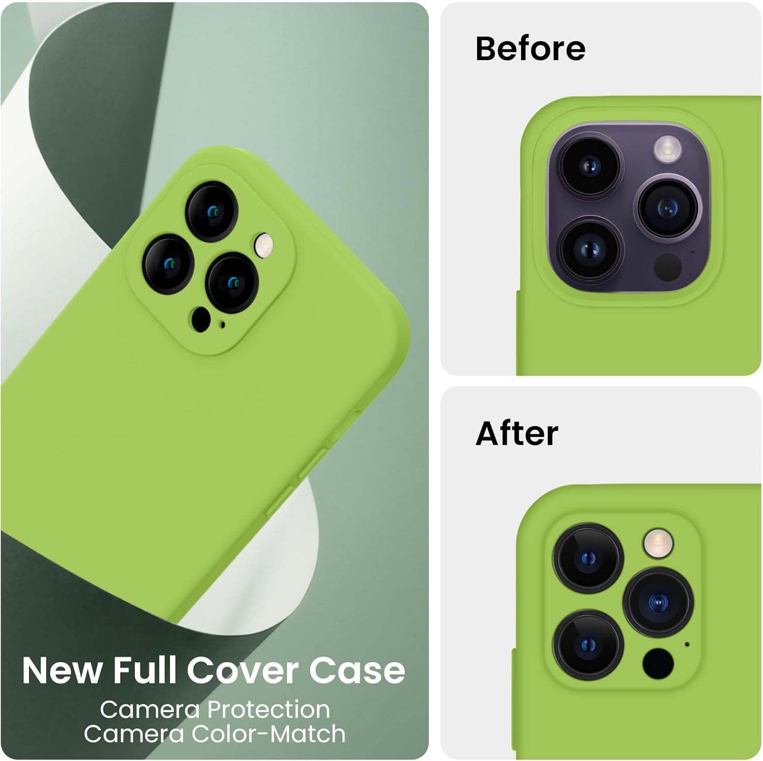 FireNova Funda para iPhone 14 Pro, funda de silicona mejorada protección de cámara con 2 protectores de pantalla, forro interior de microfibra suave