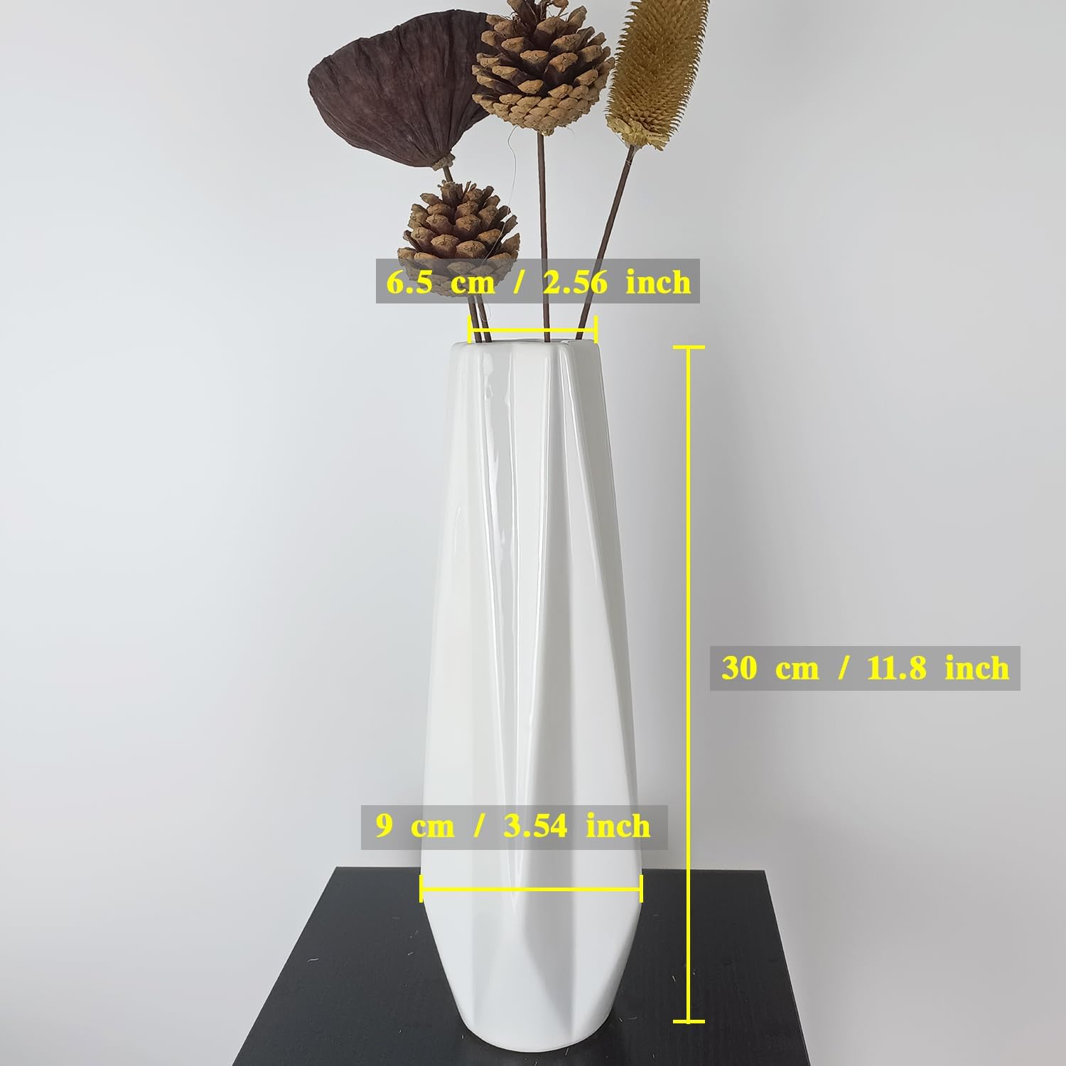 DOCFLVAS Florero de cerámica blanca de 12 pulgadas de alto, florero blanco para decoración del hogar para hierba de las pampas, jarrones modernos