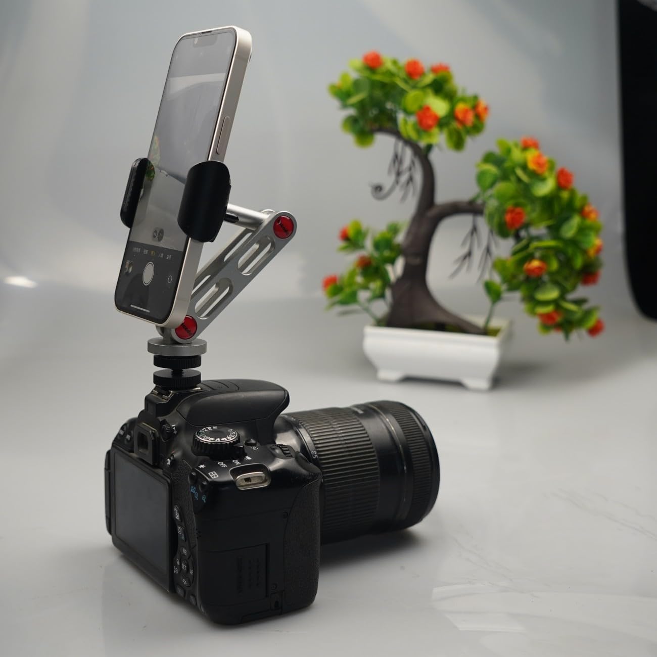 Adaptador de montaje para zapata caliente, soporte de trípode de metal para teléfono, soporte ajustable para trípode de cámara réflex digital,
