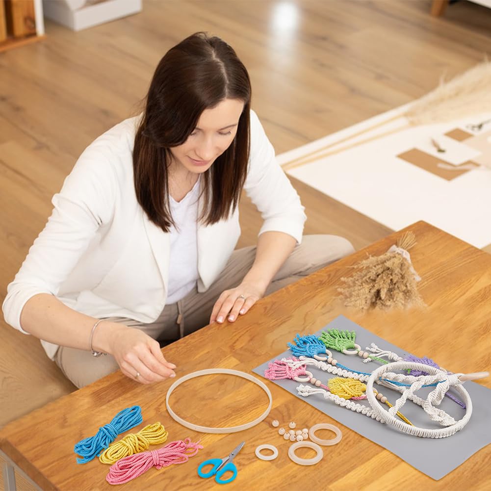 DIY Baby Mobile Colorful Macramé Baby Mobile Kit Cuna Mobiles para Bebés Cama de Bebé Campana de Viento DIY Baby Mobile para Cuna