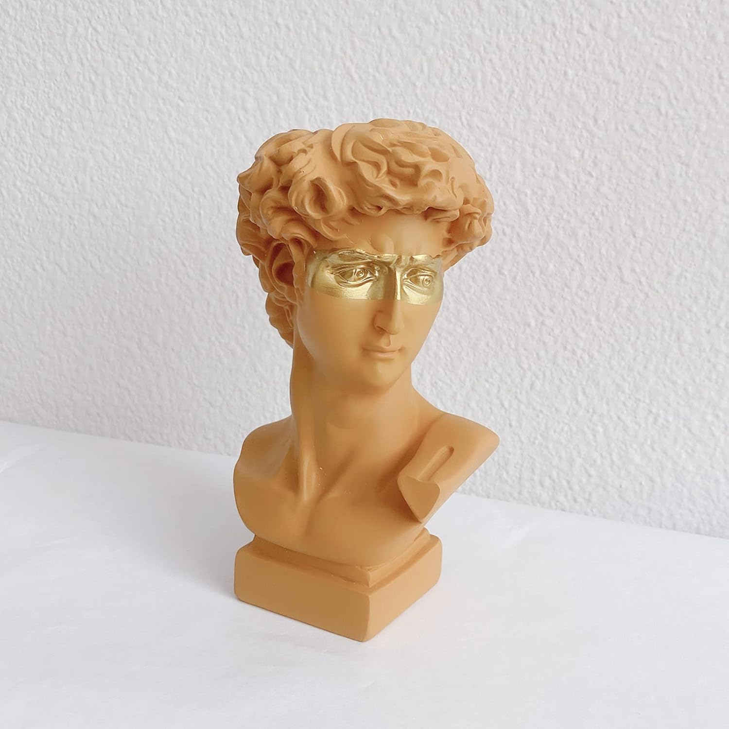 Lemonadeus Jarrón con estatua de David, maceta de resina para suculentas, estatua griega, jarrón de estatua de busto de David con ojos dorados,