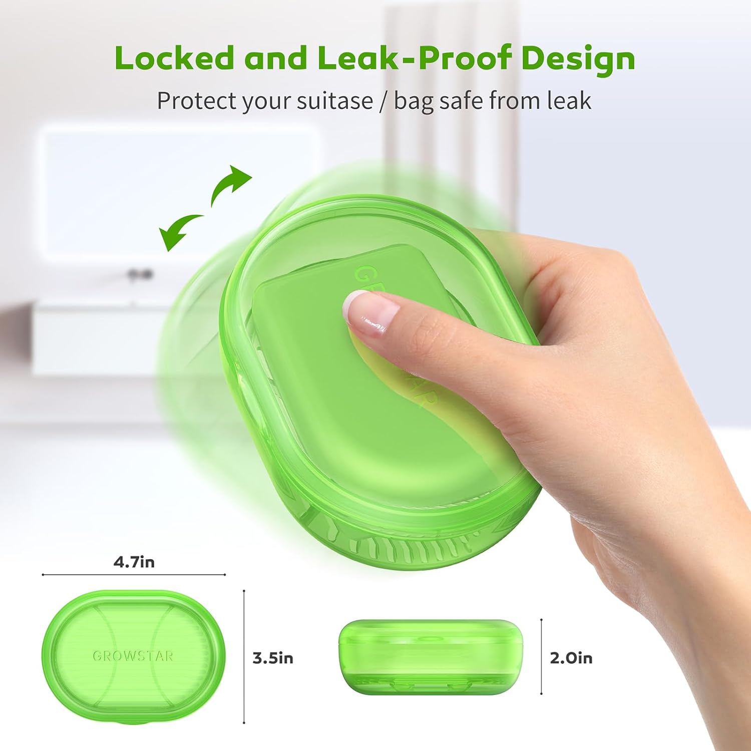 Jabonera verde transparente, contenedor de jabón de viaje, jabonera portátil con tapa, jabonera a prueba de fugas para barra de jabón con funda,
