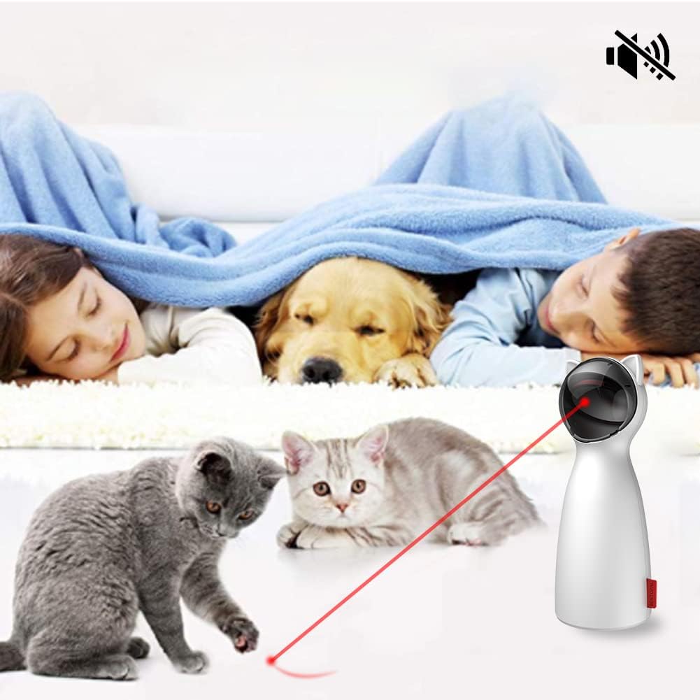 umosis Juguete láser automático para gatos interactivos para gatos de interiorgatitosperros (blanco)