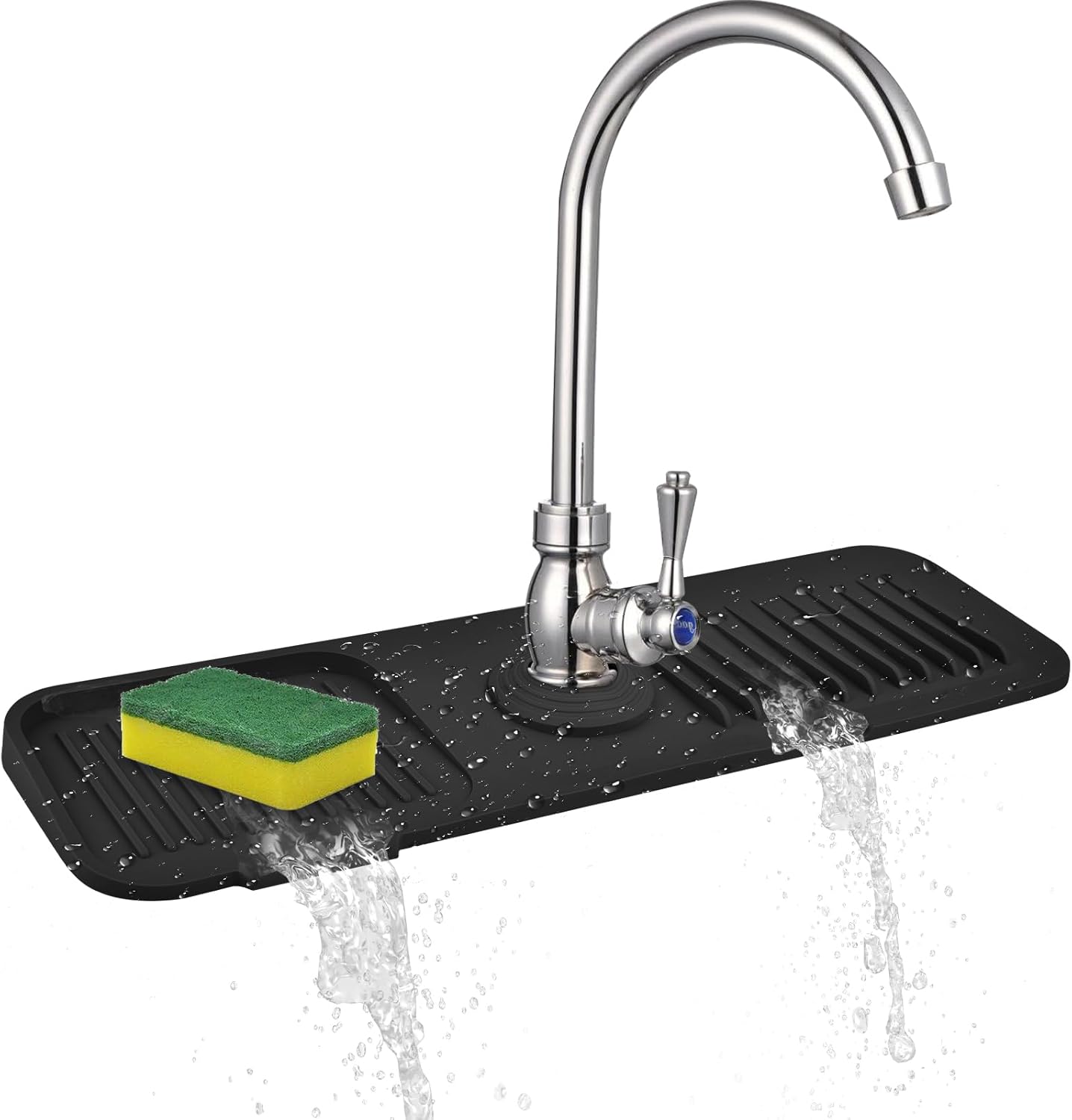 Protector contra salpicaduras para fregadero de cocina, bandeja de silicona para atrapa goteo, soporte de esponja de cocina, tapete protector